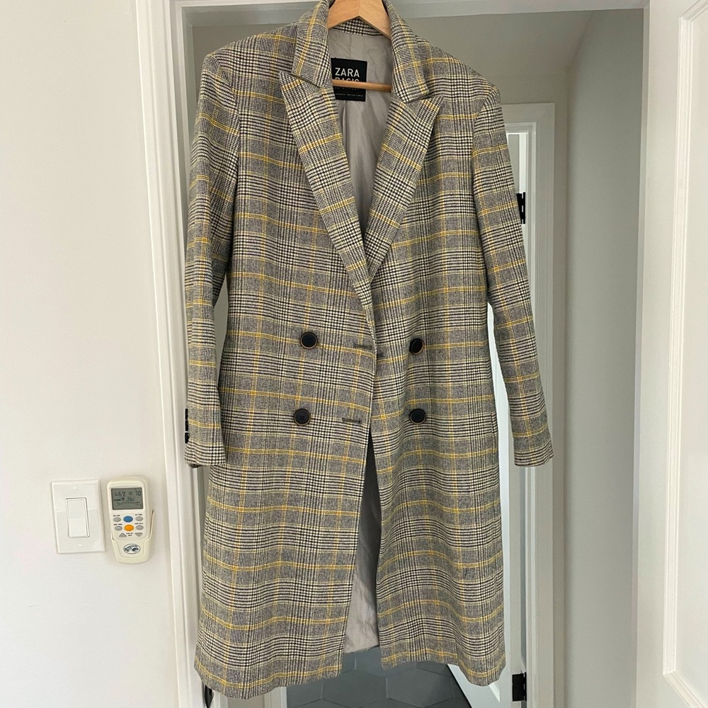 Vintage Zara double breasted check/plaid coat